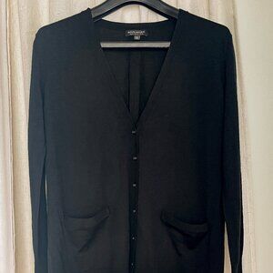 Banana Republic Size M Black Extra Fine Merino Wool Button Up Cardigan Sweater